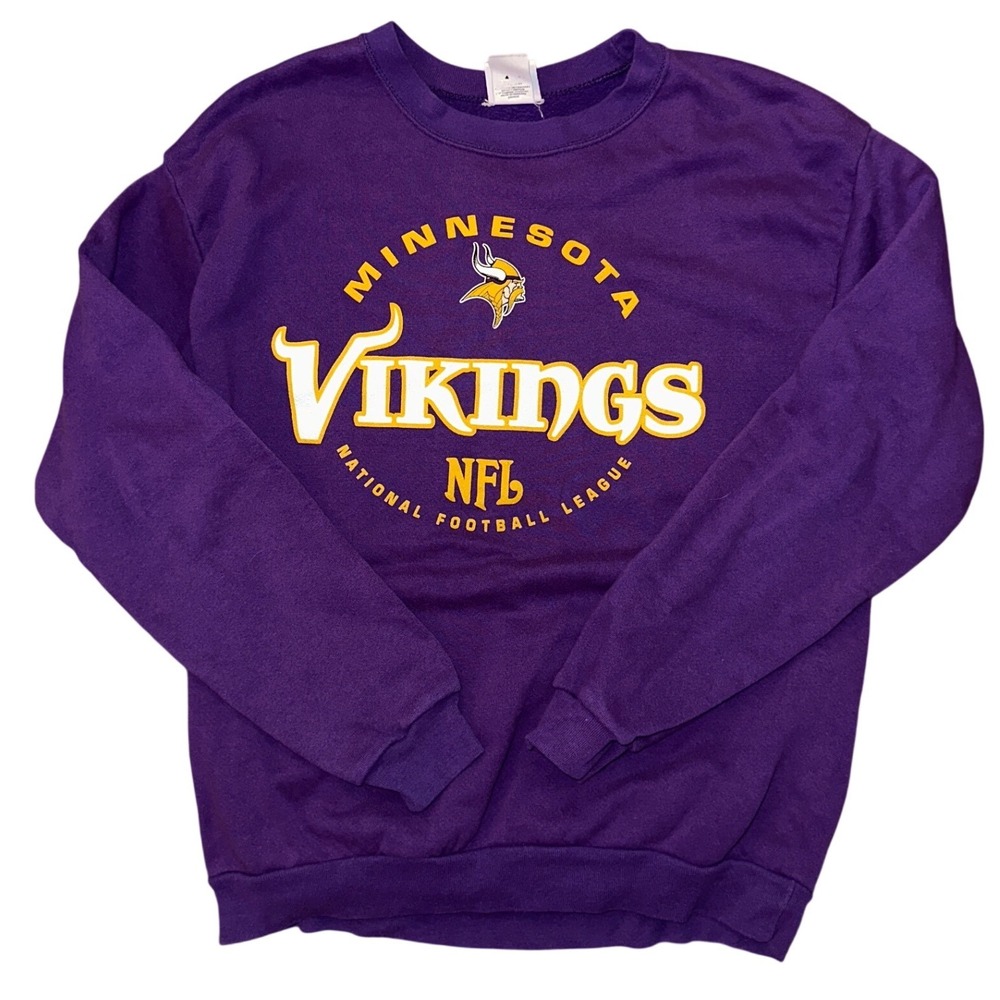Vintage Minnesota Vikings NFL Crewneck Sweatshirt Purple Mens M Graphic Pullover